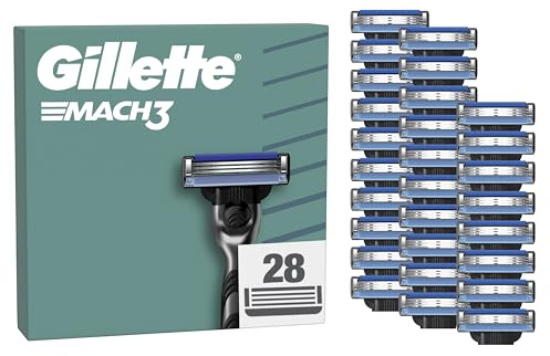 Gillette Mach3 Rasierklingen für Männer, 28 ORIGINAL Gillette Ersatzklingen, Klingen für Herren mit Gleitstreifen für ein sanftes Gleiten und Klingenbeschichtung