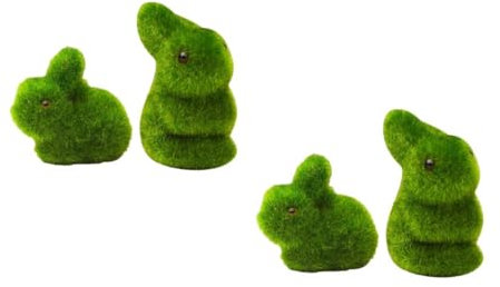 SUPVOX 2 Ensembles Lapin Simulé Peluche Cochon Statues De Lapin Ornements De Pâques Figurine Décoration De Lapin De Gazon Ornement De Jardin Nains Green Plastique 2 Pièces * 2