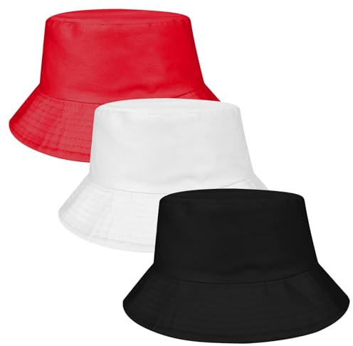 FUIPVGI 3 Pezzi Cappelli da Pesca Unisex Cappello a Secchiello Pieghevole, Cappello Estivo Protezione Solare all'Aperto, Cappello Casual, per Escursionismo Campeggio Viaggio Pesca (3 Colori)