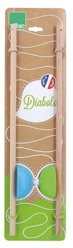 Diabolo Klassisch Grün und Blau Ideal für Anfänger Kinder 5+ aus Holz | Inklusive Jonglierstäbe -Maße von 10 bis 12 cm -fördert Koordination und Gleichgewicht -clevere Geschenkidee für heute