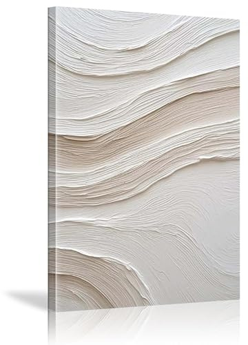 18meng Art Wandbilder Dekoration Klassizismus Bilder auf Leinwand 140x70 cm Groß XXL Beige Weiß Einfachheit Leinwandbild Wohnzimmer Schlafzimmer Deko Wand Kunstdruck Wanddeko Bilder Mit Rahmen