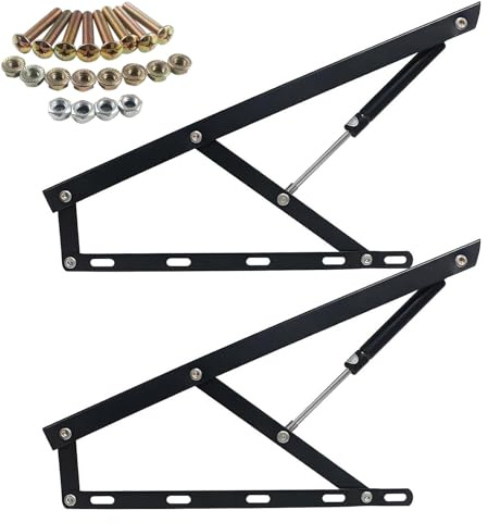 Kit de mecanismo hidráulico de elevación de cama resistente, Juego de mecanismos elevables para Cama,sistema de elevación de almacenamiento de cama ajustable,Juego de 2 Bisagras para Canapes Abatibles