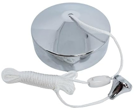 Polished Chrome Bathroom Light Pull Cord Switch with Black Cord and Toggle 6amp