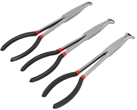 Cocoarm Alicates Largos de Punta Curvada en Forma de O, Juego de Alicates de Punta Larga, Acero de Alta Resistencia, Cabezales de Mandíbula Redonda Versátiles, Diseño de Fácil Operación, con 3
