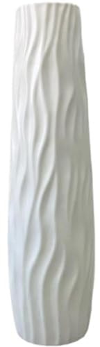 Vaso Da Terra Alto Realizzato in Pp, 58 Cm Grande Vasi Moderni Da Interno Design, Vaso Bianco Da Interno per Fiori Secchi Alti, Rami O Composizioni Artificiali