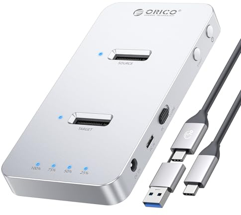 ORICO M.2 NVMe SSD Clone Enclosure, Dual Bay Aluminum Hard Drive Docking Station, 40Gbps USB 4.0 External SSD Enclosure, Offline Clone Dock for 2230/2242/2260/2280/22110 M.2 SSD (M240-C)