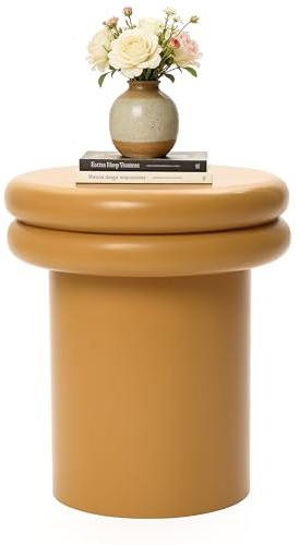 Hometopia Beistelltisch Holz, rund Ø35 cm x H40 cm in Gelb | Skandinavischer Stil, platzsparend, für Wohnzimmer, Schlafzimmer & kleine Räume, stabil, pflegeleicht, modern