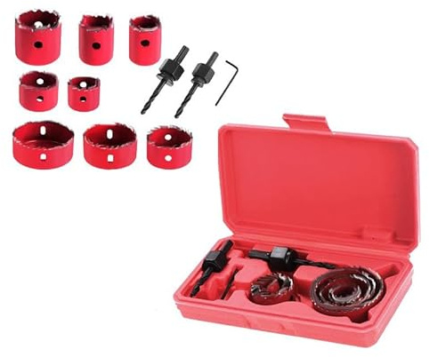 11 PCS Hole Saw Kit (19-64mm) - High-Speed Steel Hole Cutter Set with Hardened Teeth for Wood, Drywall, Plastic & Soft Metals | Multipurpose Hole Saw Set for Professional & DIY Drilling