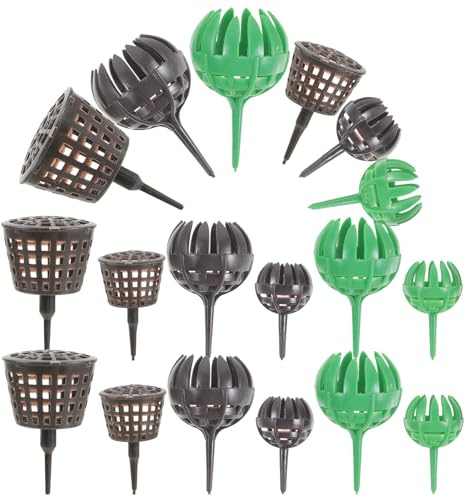 COLLBATH Lot de 30 Boîtes à Engrais pour Jardinage, Grands et Petits Récipients en Plastique Vert et Café Couvercles, Paniers de Fertilisation Résistants aux Intempéries pour Bonsaïs