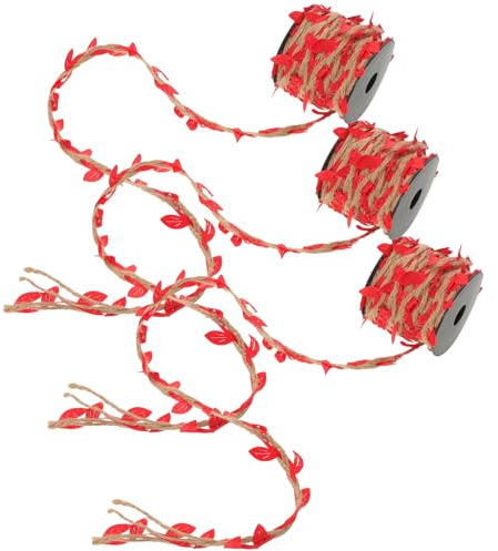 SUPVOX 3rolls Artificial Maple Vine Garland Rustic Leaf Twine Burlap String for Home Wedding Thanksgiving Decorations Wall Hanging