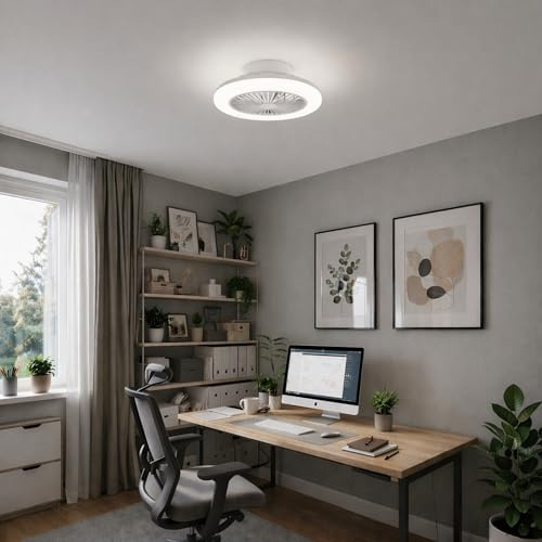 Lightbox LED Deckenleuchte mit Ventilator, Ø 42 cm, 2700 Lumen, 2700-6500 | LED Deckenleuchte mit Ventilator, Ø 42 cm, 2700 Lumen, 2700-6500 Kelvin einstellbar, dimmbar, mit Fernbedienung, Nachtlicht,