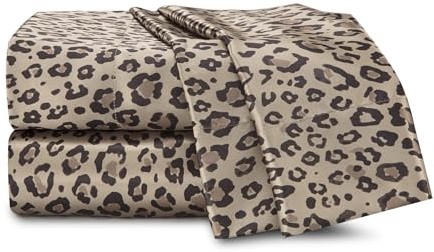 MARTEX Seduction 1S47360 - Juego de sábanas de satén con diseño de Leopardo, tamaño King, Color Dorado