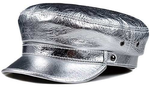 DongBao Mütze Militär Army Cap für Herren Damen Kappe UV Sonnenhut Mit Knöpfe,Schiffermütze,Erwachsene echte Leder Fiddler Mütze