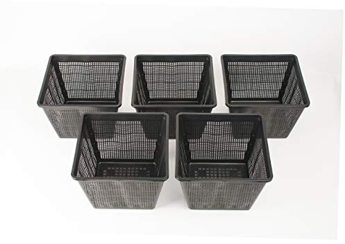 Interflowers GmbH Pflanzkorb Mix Set Wasserpflanzenkorb für Gartenteich - Anzucht Gewächshaus Teichpflanzen Seerosen Kunststoff Aquarium Pflanzen Korb Gartenteich Gewächshaus (5St. 25 x 25 x18 cm)