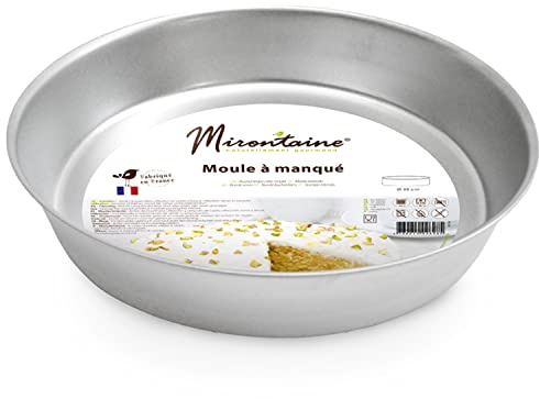 Mirontaine - Moule à Manqué en Métal - Moule à Gâteau à Bords Hauts - Diamètre 25 cm - En Fer Blanc - Gâteau Yaourt, Génoises - Ustensile Pâtisserie Qualité Professionnelle - Fabriqué en France - 628