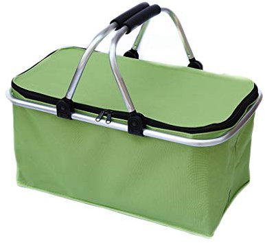 Picknickkorb mit großer Kapazität im Freien Outdoor Camping Faltkühler Isolierte Picknickkörbe 600D Oxford / Aluminiumrahmen Griffe Faltbare Einkaufskörbe Picknicktaschen Picknickkörbe Set Geschenk fü