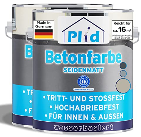 Plid® Betonfarbe Innen & Außen Frostsicher Kieselgrau 1,5L - Flüssigkunststoff Bodenbeschichtung - Betonfarbe Kellerboden - Bodenfarbe für Keller, Zement, Mauerwerk & Holz - Made in Germany