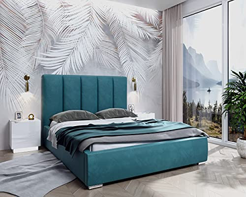 lukmebel Salome Polsterbett 180 x 200 cm mit Bettkasten - Doppelbett 180 x 200 mit Lattenrost - Bett 180 x 200 mit Stauraum French Velvet 667