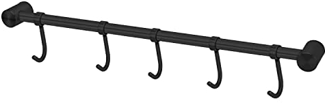 Intirilife appendiabiti per la cucina in acciaio inox con 5 ganci mobili da forare - 35.8 x 3.4 x 2.2 cm - ringhiera cucina gancio porta utensili cucina asta porta bicchieri da parete