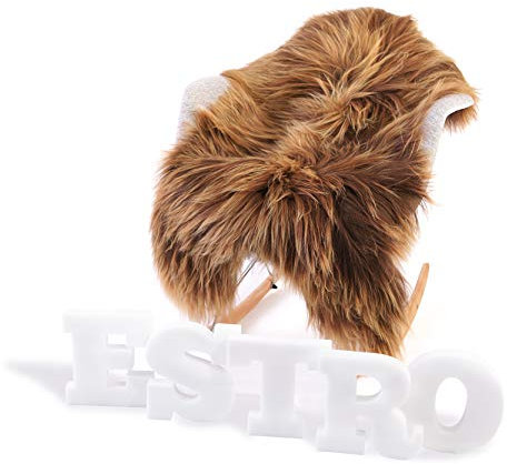 ESTRO | Genuine ICELANDIC Sheepskin Lambskin Rug | Lustrous and Luxurious | Colour Variety ESI (Rust, 100 cm)
