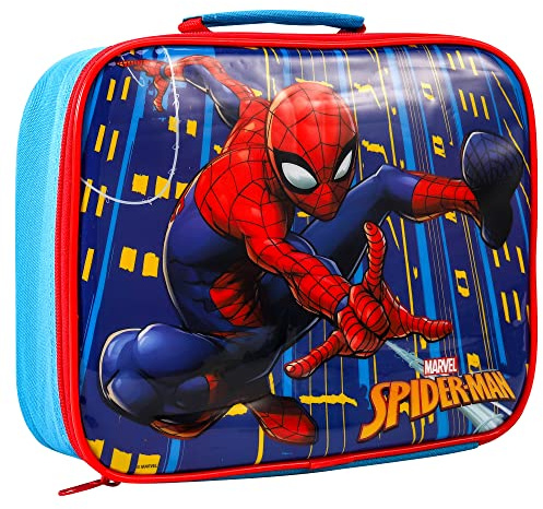 Zawadi Global Spiderman - Lonchera rectangular aislada para niños y niñas, tamaño perfecto para empacar aperitivos calientes o fríos para la escuela y viajes, sin BPA