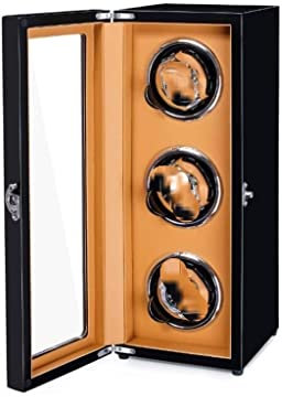 VCADEN Uhrenkasten Uhrenbox Uhrenschatulle Uhrenbox for Automatikuhren, Holzschale, Klavierlack Außen, Extrem Leiser Motor Geeignet Uhren Aufbewahrungsbox Uhrenetui (Color : Black)