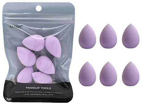 Générique 6 pièces Mini éponge de Maquillage Petit Ensemble de mélangeur d'éponge de beauté pour Le Fond de Teint, la Poudre, Le Point culminant du correcteur et l'ombre à paupières