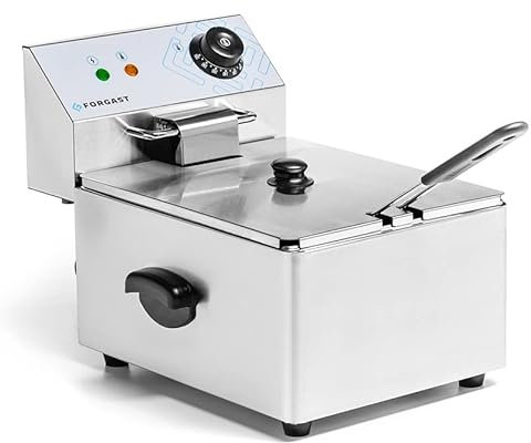 Forgast Friggitrice Elettrica Professionale, Acciaio Inox, Capacità 8 l, Friggitrice ad Olio, Frittura Leggera, Facile Pulizia Grazie alla Vasca Removibile