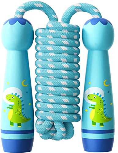 JunD Verstellbare Springseil Kinder, 2,5M Länge Kinder Springseil mit Holzgriff Geeignet für Jungen und Mädchen ab 5 Jahren, Fitness, Training, Spiel, Knochenentwicklung