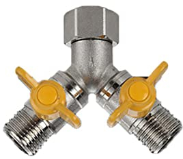 Válvula de bola de gas de 2 vías, 2 vías con encendido/apagado individual, válvula de bola de gas con divisor en Y de 1/2 para cocina doméstica