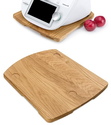 Konsimo Gleitbrett aus Massivholz - Holzbrett für Küchenmaschine - Kuchen Zubehör - Zubehör für Thermomix TM31 TM5 und TM6 - Servierbrett Holz - Holzbrett Deko - Slider Tablett Holz - Eiche