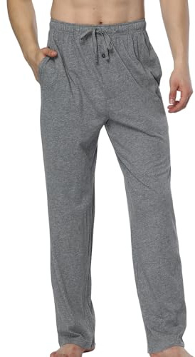 HomyComy Pyjamasbyxor för män, långa bomullsbyxor, nattkläder, pyjamas med elastisk midja, vardagskläder för män, GRÅ, 3XL