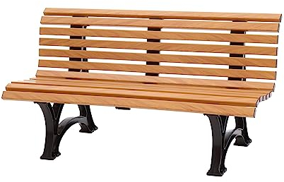 PROREGAL Gartenbank Jamaika | 3-Sitzer | Holzoptik | HxBxT 80x150x64cm | Witterungs- & UV-beständiger Kunststoff | Parkbank Sitzbank Außenbereich Garten Balkon Terrasse