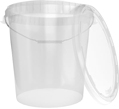 FixedByU Secchio con coperchio,30 litri,prodotto in Germania,per alimenti,stabile,ermetico,per conservare alimenti,materiale da ufficio,cameretta dei bambini,officina e ristorazione,trasparente