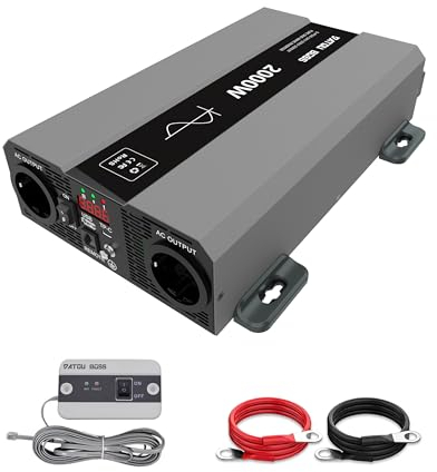 DATOUBOSS Wechselrichter 24v auf 230v Reiner Sinus 2000w, Spannungswandler 24v 230v 2000w mit AC Steckdose und 3A USB Anschluss für Haus, Wohnmobil, LKW, Off-Grid Solarstrom Inverter (SAK-24V2000W)
