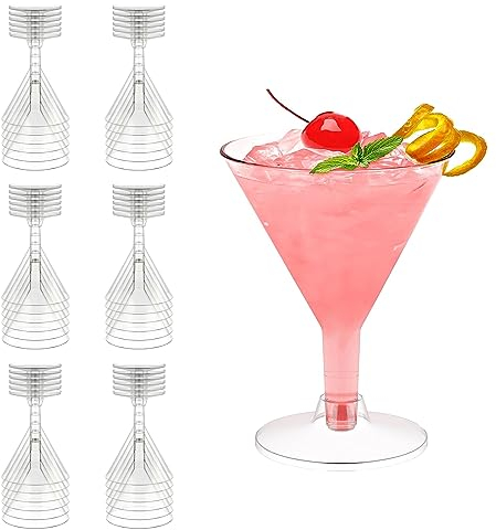 Gikisla 36 Pack Plastic Martini Glasses, 210ml Clear Party Cocktail Glasses Reusable Dessert Shooters Drinkware for Christmas & Wedding & Party & Birthday