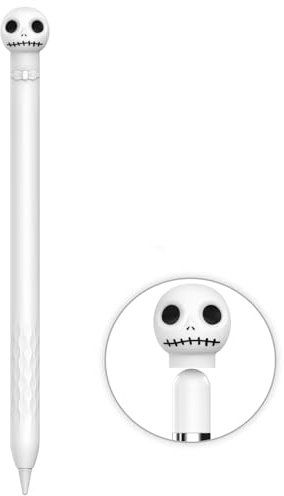 NIUTRENDZ Cute Skull Case for Apple Pencil 1st Generation Case Silicone Protective Cover Sleeve Skin Accessories (White)