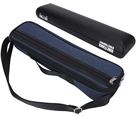 Glomora 17 Hole Flute Case, Flute Case Bag with PU Leather Inner Box + Oxford Cloth Outer Bag, Cross Body & Hand Carry Options, Lightweight & Waterproof