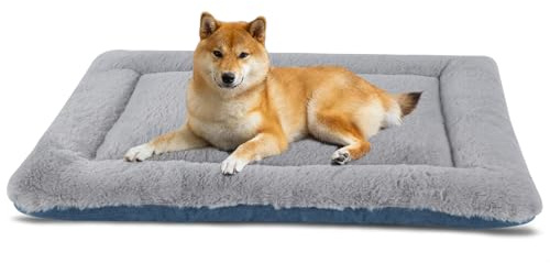 IEUUMLER Colchoneta para Perros y Gatos Cama, Cojín para Mascotas Suave cálido Lavable y Duradero de Doble Uso, Colchón para Perros Grandes y Medianos FC014 (M(76 * 50cm), Gris y Azul)