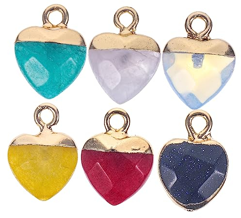 LALAFINA 6stücke Naturstein-herzanhänger Herzanhänger Aus Halbedelstein Für Diy-schmuckherstellung Halskettenanhänger Und Armbandanhänger Zum Selbermachen