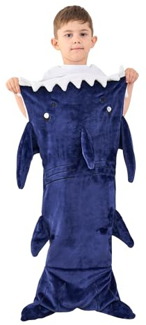 softan Kids Shark Blanket, Soft Flannel, Boys Toys, Fleece Shark Tail Blanket, Dark Blue, Warm and Soft, Gift 19 x 44 fit for Boys Aged 3 to 6