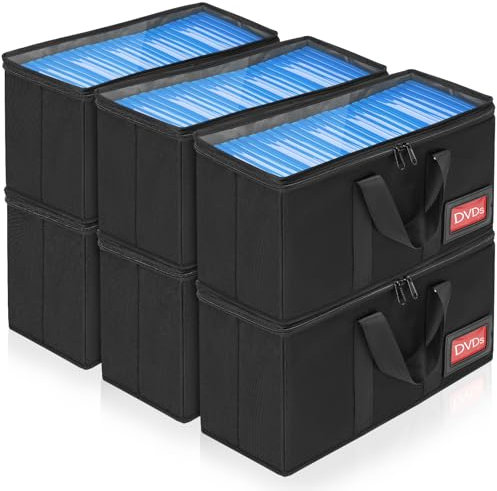 GYXZ DVD Storage Case 2 Pack-15.5x 5.7 x 8, Each Container Holds 25 DVDs (Total of 50 DVDs), Portable and Large Capacity with Transparent Cover Carrying Handles and Zipper, Black