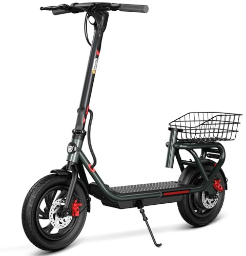 SISIGAD Scooter eléctrico 12 Pulgadas Pasos eléctricos Adultos Plegable E Step con App y Cesta Desmontable, Elecric Scooter 36V 7.8AH batería 25km/h Velocidad 300W Motor, Doble Freno y luz