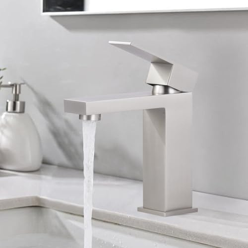 ARCORA Wasserhahn Bad aus Edelstahl 304, Gebürstetes Nickel | mit Keramikkartuscheund Strahlregler, für Kalt- und Warmwasser, inkl. Anschlussschläuche, Einlochmontage