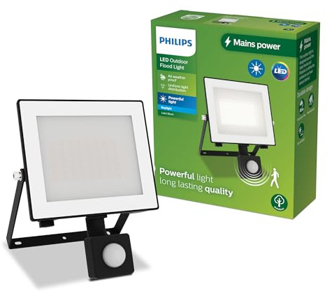 Philips Lois Projecteur Extérieur avec Capteur, 30 W, 5000 K, Noir