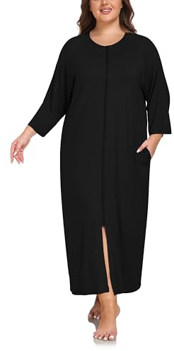 VOGMATE Morgenmantel Damen Gro?e Gr??en Dünner Frottee Lang Leichter Bademantel mit Rei?verschluss Kuschelig übergr??e Hausmantel Bathrobe for Women