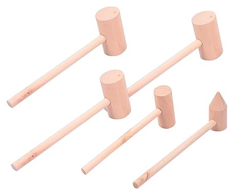 ERINGOGO 5pcs Wooden Mallets Toy Hammers for Boys and Girls Building Toys Wooden Mallets for Cake Decorating Hammer for Year Old