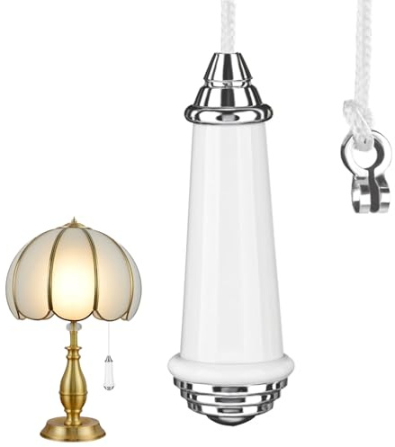 Ceramic Bathroom Light Pull Cord – Decorative Pull Cord with Ceramic Handle, Easy to Install for Light Switch Control