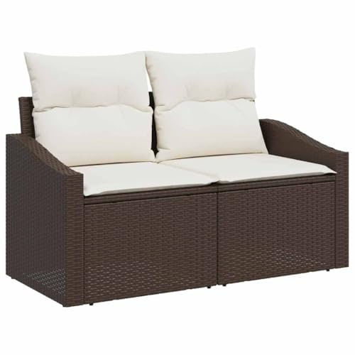 vidaXL Trädgårdsoffa med kudde 123 x 62 x 69 cm konstrotting, Trädgård och terrass, modern modulsoffa, lätt och hållbar uteplats, UV-resistent, väderbeständig soffa för avkoppling