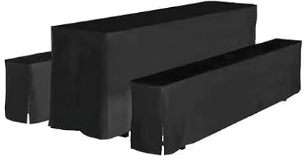 Stoff-Kollektion Bierzeltgarnitur Hussen Set Bierbank Polyester 3 TLG. Hochzeit, Feier, Gastronomie 1x(220cm x 50cm x 35cm) + 2X(220cm x 25cm x 23cm) (Schwarz)
